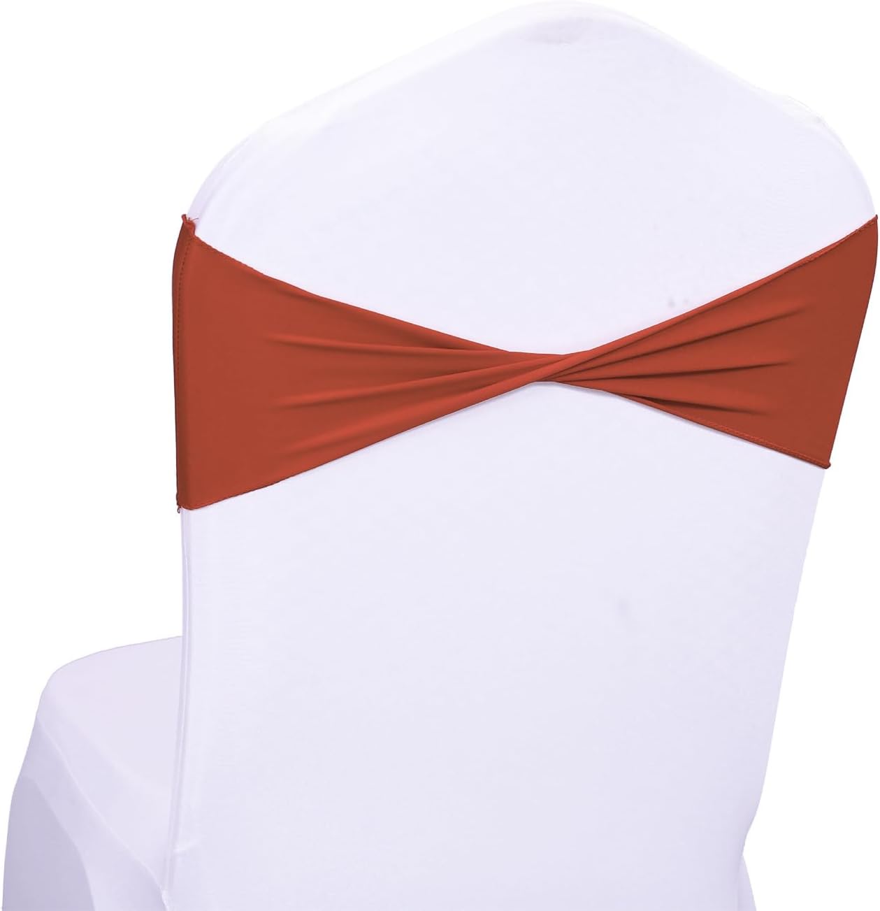 VDS Pack of 125 PCS | Terracotta | Spandex Chair Sashes Bows Without Buckle | Stretch Elastic Banquet Universal Folding Chair Band Tie with for Wedding Party Conference Celebration Event Decoration