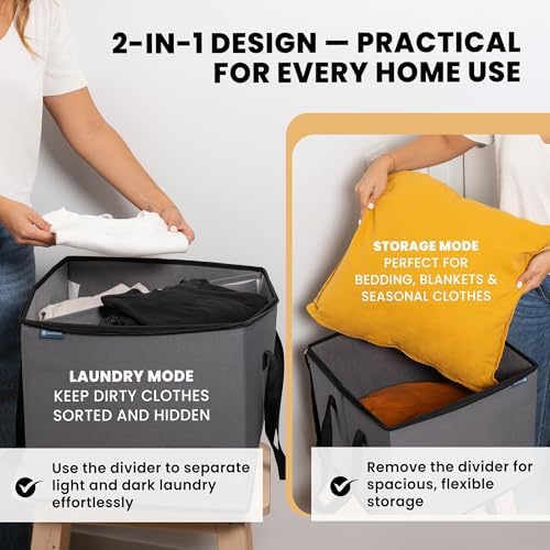 Clothes Hanger Organizer Bags, 2 Pack, Gray, Holds 100+ Hangers - Image 4