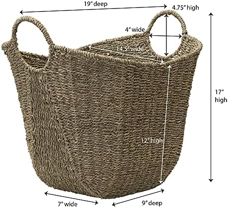 Household Essentials Seagrass Woven Storage Basket with Handles, Natural - Image 2