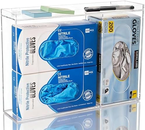 SEANADO Acrylic Disposable Glove Holder for Wall Mount or Tabletop , Clear Glove Box Organizer Rack Dispenser with Lid for Tissues, Beard Cover, Face Masks, Bags,Hairnet and Shoe Covers - Image 5