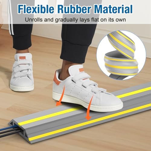 Eapele Floor Cord Cover 4ft Cord Covers for Wires on Floor, Heavy Duty Extension Cord Cover, Rubber Floor Cable Cover, Prevent Trip Hazard for Sidewalk Home Office Outdoor or Indoor Settings - Image 6