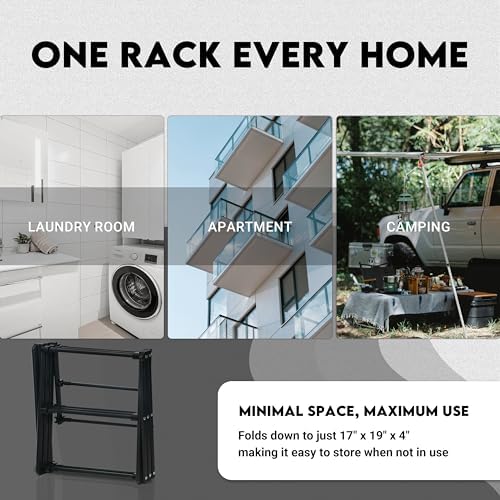 ZOES HOMEWARE Clothes Drying Rack,Collapsible Drying Rack Clothing, Black - Image 5