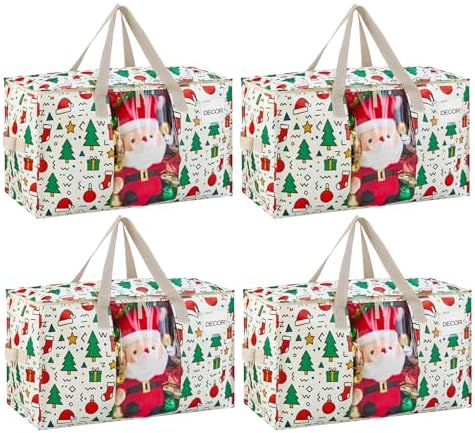 VENO Moving Bags, Christmas Storage Bags, Wide Open Top, Jingle Mix, 4 Pack by Veno