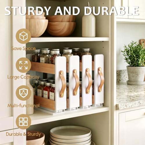 Yookeer Bamboo Pull Out Spice Rack for Cabinet, 11.8" W,4 Drawers - Image 2