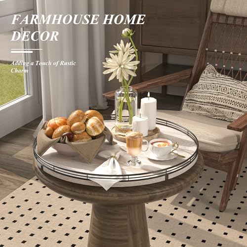 AMH 18-Inch Whitewashed Farmhouse Wooden Lazy Susan Organizer - Image 5