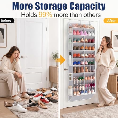 UVIAHOMI 20-30 Pairs Over the Door Shoe Organizer with Side Mesh Pockets - Image 3