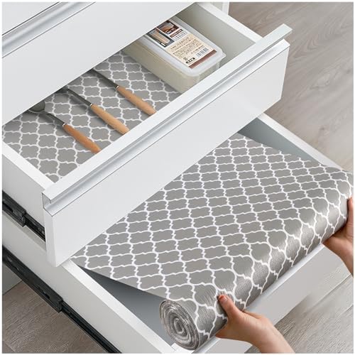 Drawer and Shelf Liner for Kitchen Cabinets, Gray, 18IN X 30FT by ALIUNI