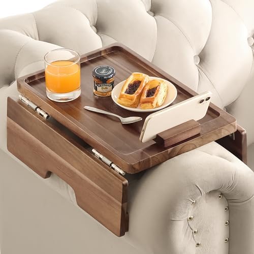 BLUEWEST Large Sofa Arm Tray, Wide Couch Armrest Table, 360° Phone Holder by BLUEWEST