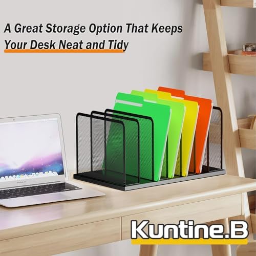 Kuntine.B 7-Section Upright Desk File Organizer Black 2 Pack - Image 5