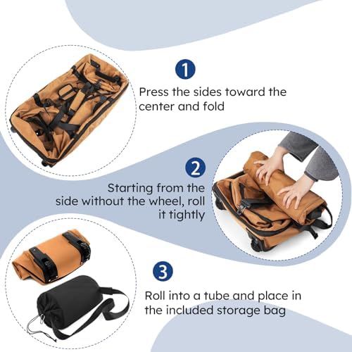 110L Expandable to 140L 32” Foldable Oxford Soft-Sided Rolling Duffle Bag with 2 Heavy-Duty Wheels,2 Large Compartments,Adjustable Shoulder Strap and Attached Organizer Pouch,Coffee - Image 6