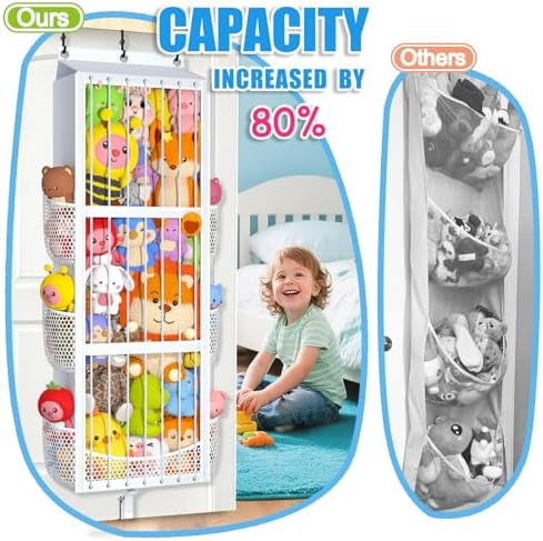 Toread Over the Door Stuffed Animal Storage – Patent Elastic Rope Design Easy Store Plush Toy Stuff Animal Organizer Large Capacity Hanging Stuffie Storage Suitable for Kids Room Toy Holder Bedroom - Image 4