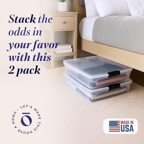 HOMZ Secure Latch, Clear Under Bed Plastic Storage Bins, 56 Quart, 2 Pack - Image 2