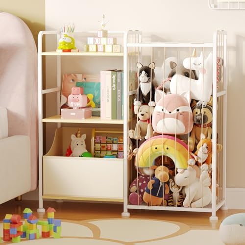 BBLIKE Toy Storage Organizer, Stuffed Animal Storage with Toy Bin, Beige by BBLIKE