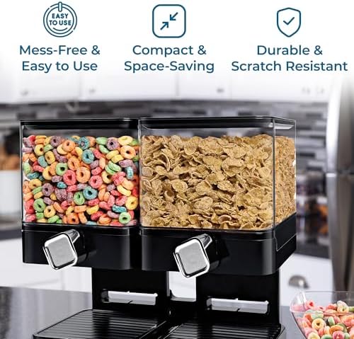Honey-Can-Do Zevro Compact Dry Food Dispenser, Dual Control, Black/Chrome - Image 5