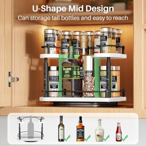 SNTD Lazy Susan Spice Rack Organizer for Cabinet, Wood, White, 12 in - Image 3