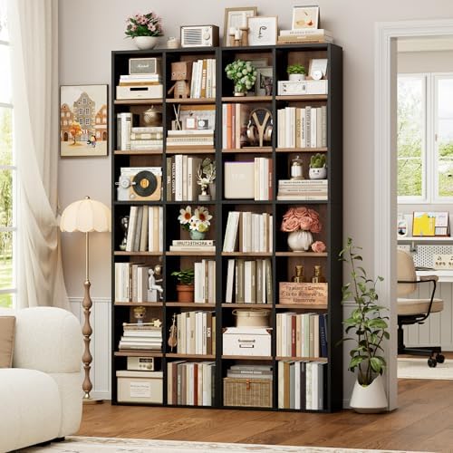 FOTOSOK Bookshelf Bookcase 7-Tier Narrow Bookshelf Tall DVD CD Media Shelf - Image 4
