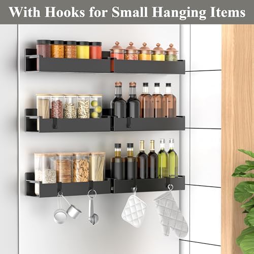 HuggieGems 6 Pack Black Magnetic Spice Rack Organizer for Refrigerator - Image 2