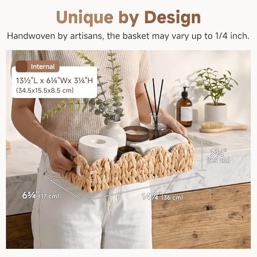 StorageWorks Wicker Scalloped Basket, Small Bathroom Baskets for Storage - Image 2