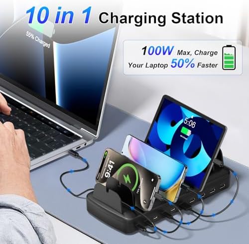 510W Charging Station for Multiple Devices, 10 Ports Charger Organizer - Image 2