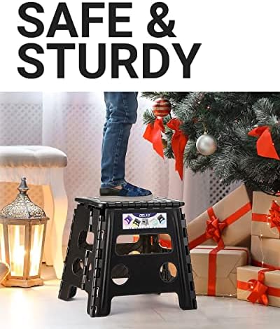 Delxo Folding Step Stool 13 Inch,300 Lbs Step Stool for Adults Black - Image 5