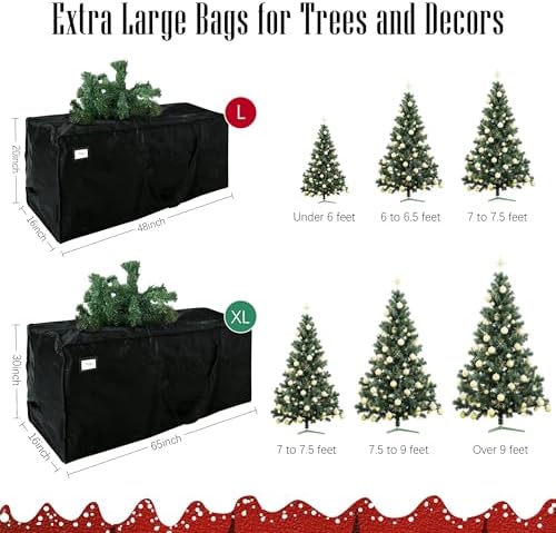 Cosy Family 9 ft Christmas Tree Storage Bag - Durable Heavy Duty Extra Large Artificial Xmas Holiday Tree Bag with Reinforced Handles and Dual Zippers Wide Opening - Black - Image 2