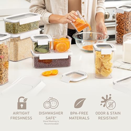 Bentgo Pantry - 22-Piece Airtight Food Storage Containers, Clear and Stackable Kitchen and Pantry Organization Set, Locking Lids for Freshness, Bonus Cereal Lid & Scoop, BPA-Free Plastic (Snow) - Image 3