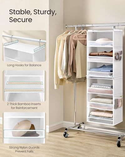 SONGMICS Widended Hanging Closet Organizer and Storage, 6-Tier, Separable - Image 5