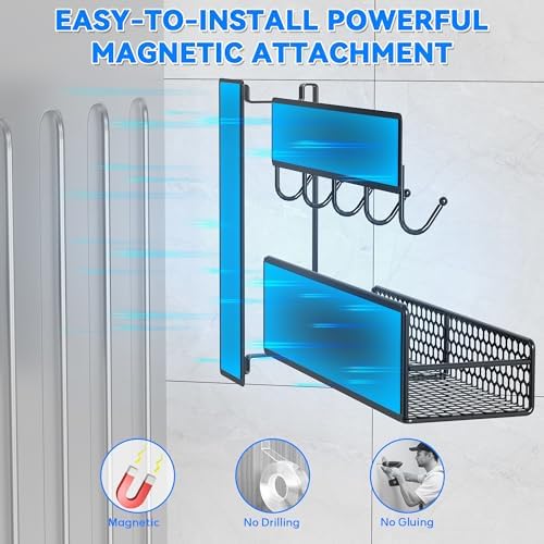5 Pack Multifunctional Magnetic Shelves for Refrigerator Spice Rack & Washing Machine Organize (Flat style,black) - Image 5