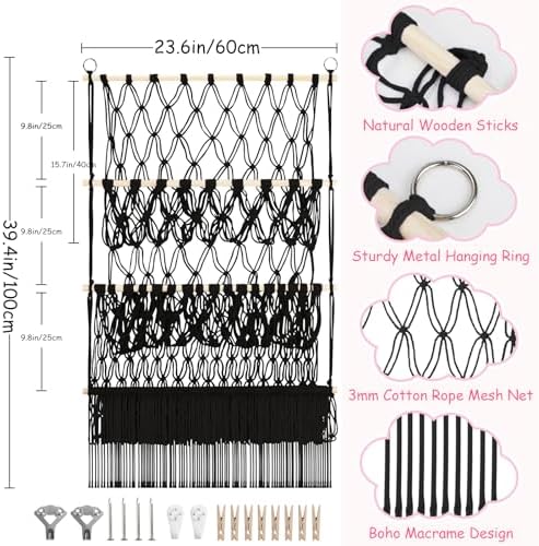 3 Tier Stuffed Animal Shelf Net, 24x39'' Large Stuffy Storage,Black - Image 2