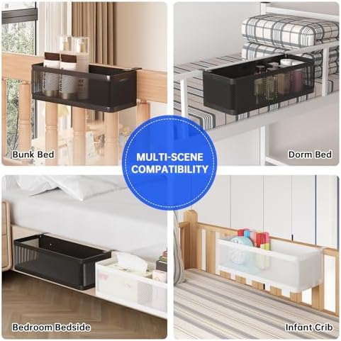 Bedside Caddy Shelf for Bunk Bed, Black, L11in*W4.9in*H3.93in - Image 6