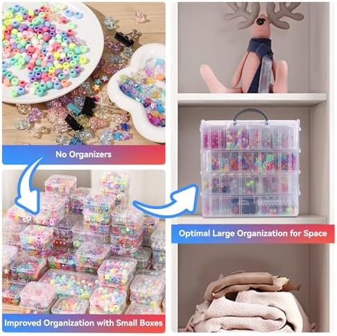 VTG Bead Organizer Box, 84 Pcs Small Plastic Containers with Lids, 4-Tier Stackable Storage Box, Clear Organizers for Jewelry Toys Craft Storage - Image 3