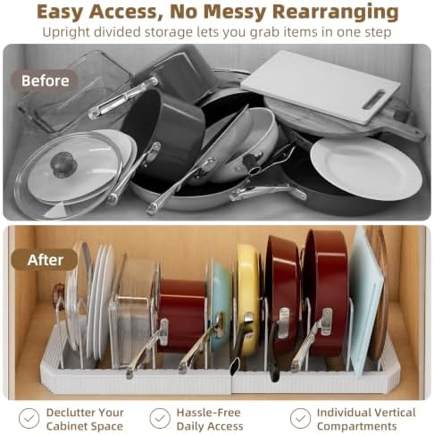 Expandable Pot Lid Organizer, 22" Adjustable Pot and Pan Holder - Image 5