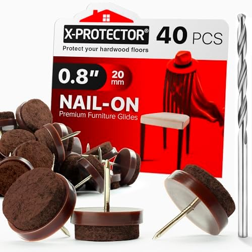 Nail-on Felt Pads X-PROTECTOR 40 PCS - 0.8" Felt Furniture Pads by X-Protector