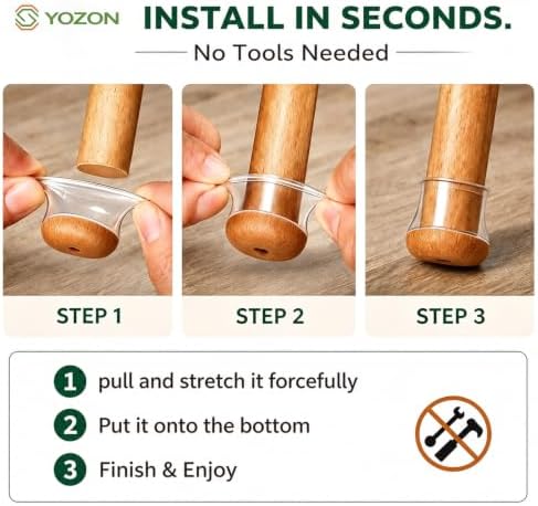 YOZON Chair Leg Floor Protectors Felt Silicone Caps Strengthen Bottom - Image 5