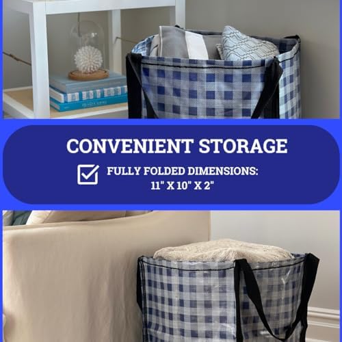 DURASACK Heavy Duty Storage Tote Bag 22-Gallon, Gingham Blue - Image 4