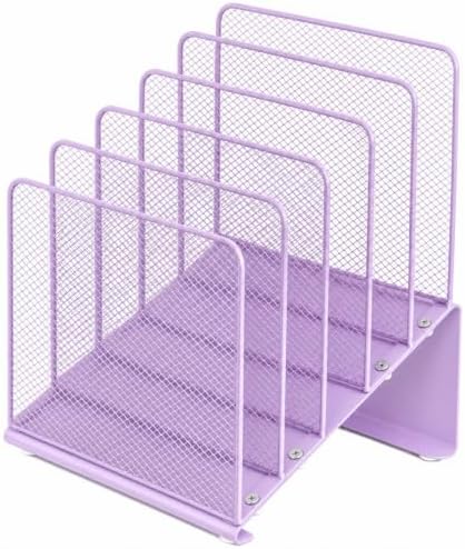 LEKETREE Purple File Organizer for Desk, Desk Organizer with 5-Section Vertical File Rack, File Folder Organizer (Purple) by Stylishworkspaceeffortlessorganization