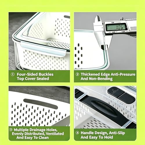 5 Pack Fruit Storage Containers for Fridge, Plastic Food Storage Container - Image 4