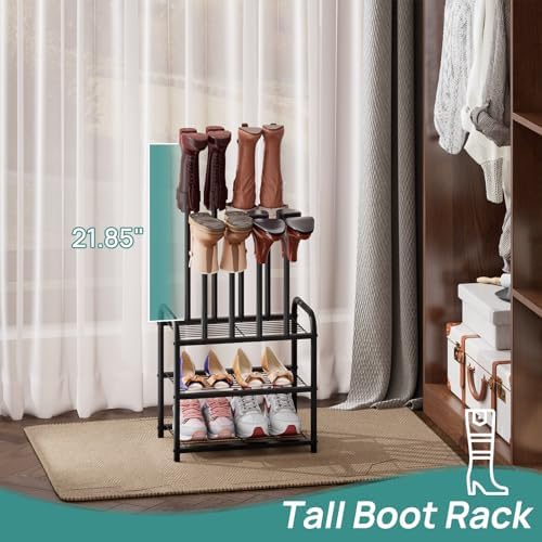 viewcare Black Boot Rack, Small Boot Rack Organizer, Tall Boots with Shoe Rack for Closet, Shoe Shelf Storage Organizer for Entryway Small Space - Image 2