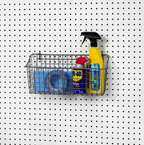 Spectrum Pegboard & Wall Mount Wire Basket Extra Large (Industrial Gray) - Storage & Organizer for Garage, Tools, Shed, Home, Work Bench, Crafts, & More (Pack of 2) - Image 6