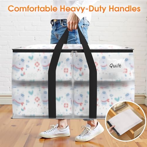 Fab totes Moving Bags Extra Heavy Duty Oversized Clear Storage Bags with Reinforced Handle and Double Zippers,Moving Supplies Totes for Storage Packing Dorm Room Essentials Alternative to Moving Boxes - Image 4