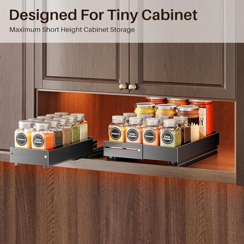 SNTD Pull Out Spice Rack Organizer for Inside Cabinets, Expandable, 2 Pack - Image 4