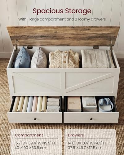 VASAGLE Storage Chest with 2 Fabric Drawers, 15.7 x 39.4 x 19.9 Inches - Image 3
