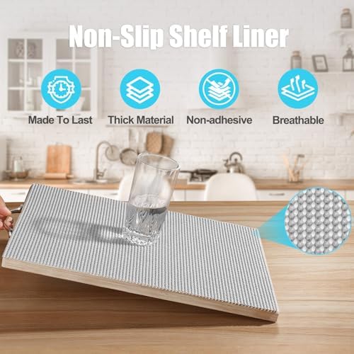Songrey Non-Slip Shelf Cabinet and Drawer Liner, 17.5IN x 20FT, Light Gray - Image 2