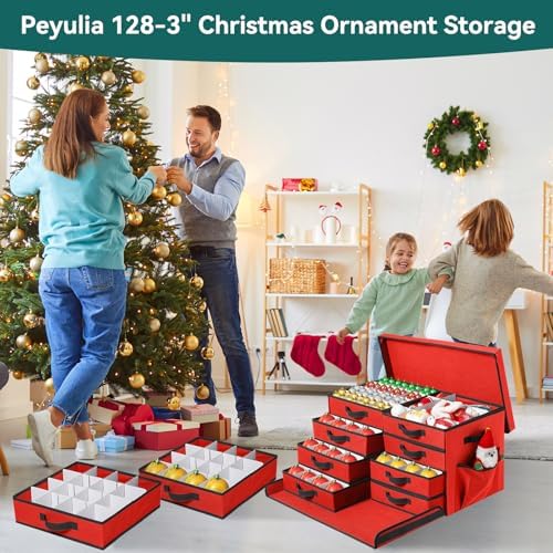 Christmas Ornament Storage Box ,8 Trays,128-3" Holiday Ornament Container - Image 2