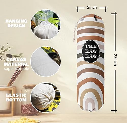 Boho Pattern Grocery Bags Holder and Organizer, Wall Mount Plastic Bags Storage Container Dispenser, Kitchen Gifts For Women Family Grandma Mom (H-26) - Image 3