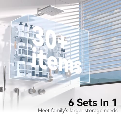 YASONIC Shower Caddy Adhesive, Rustproof Shower Shelves for Inside Shower - Image 3