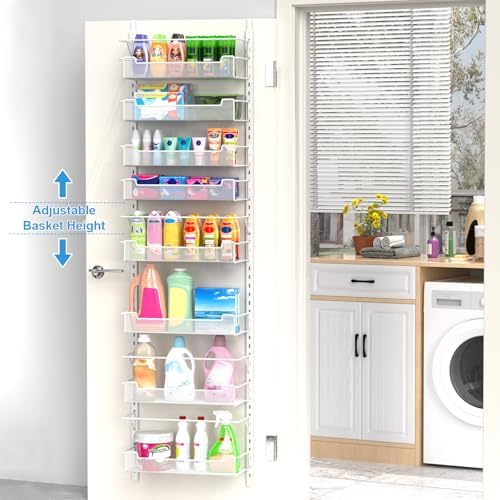 VyGrow Over the Door Pantry Organizer, 8-Tier Over the Door Organizer with Adjustable Basket, Pantry Door Organization for Pantry Kitchen Storage Room Spice Rack, White - Image 2