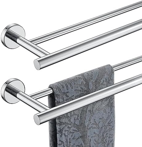 JQK Double Bath Towel Bar, 33 Inch 304 Stainless Steel Thicken 0.8mm Towel Rack for Bathroom, Towel Holder Polished Chrome Wall Mount, Useable Length 30 Inch 2 Pack, TB100L30-CH-P2 by Homeimprovement