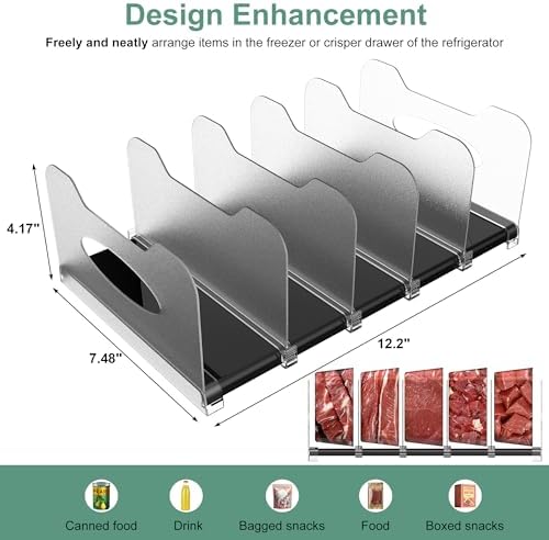 Freezer Organizer,12" Visible Fridge Organizer Rack with Removable Dividers - Image 3