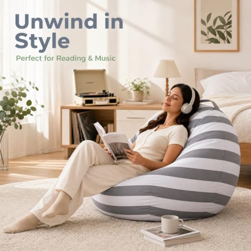 Stuffed Animal Storage Bean Bag Chair Cover, XX-Large Cotton Canvas - Image 7